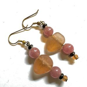 Pink beaded drop earrings